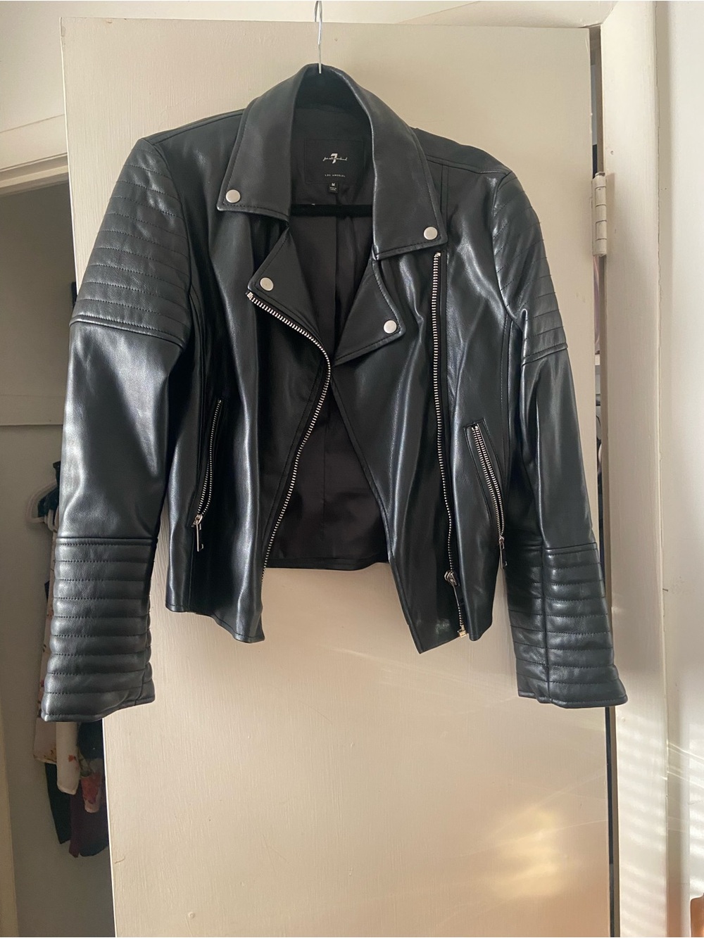 Black Leather Biker Jacket - Women